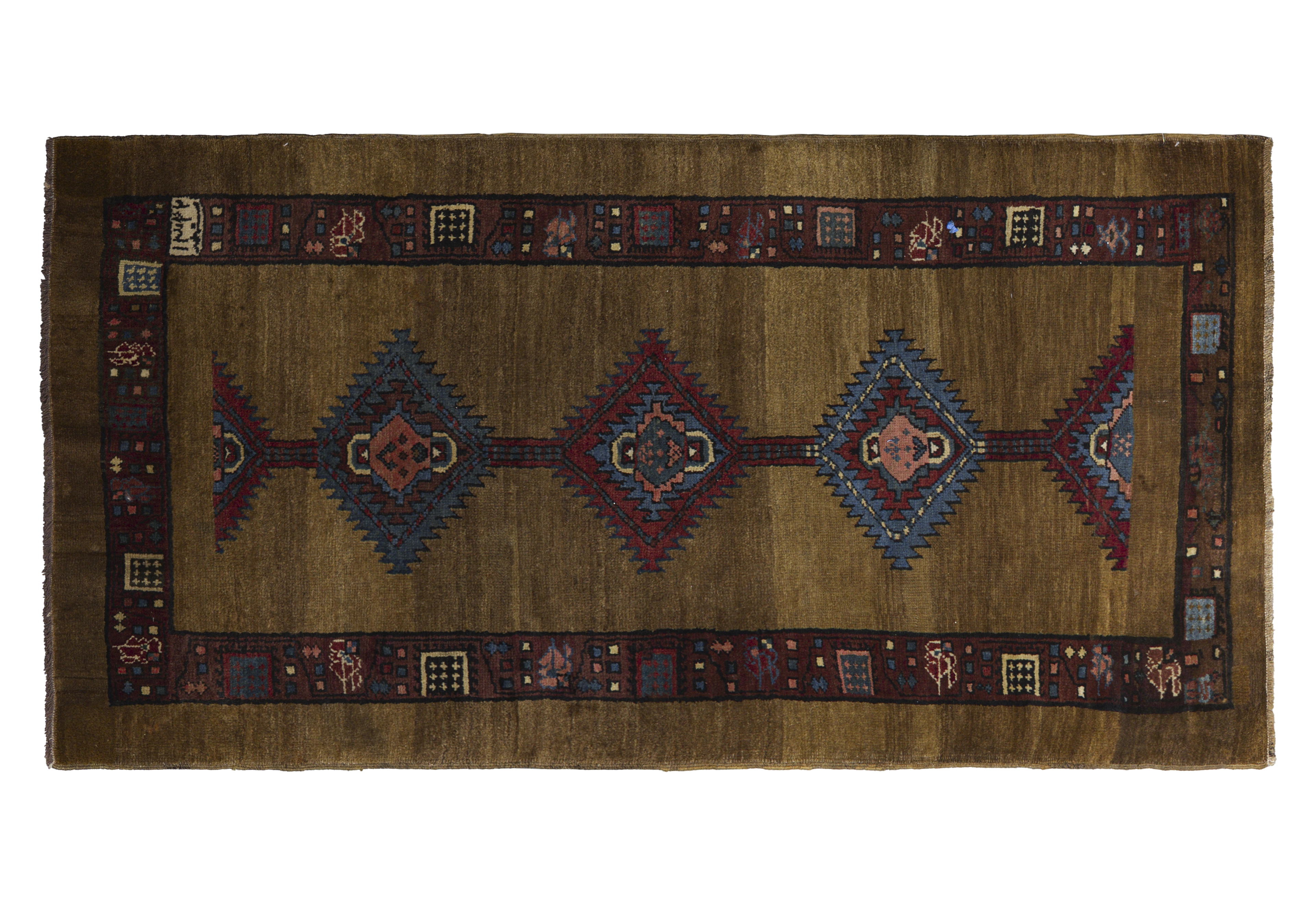 Persian Sarab tribal brown & sapphire rug, geometric – 11144