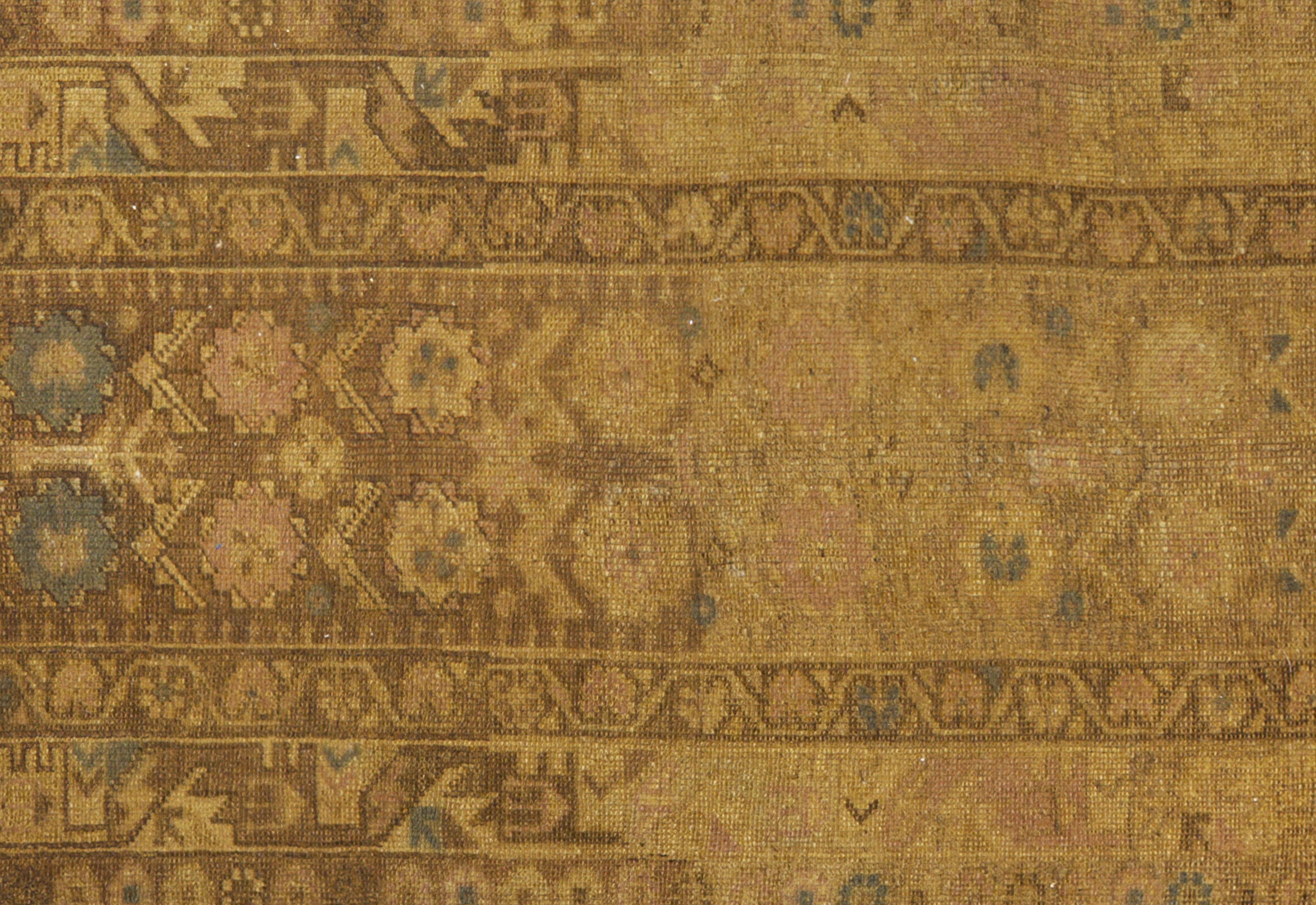 Antique Turkish Oushak Brown & Green Runner Rug 11270 - image 2