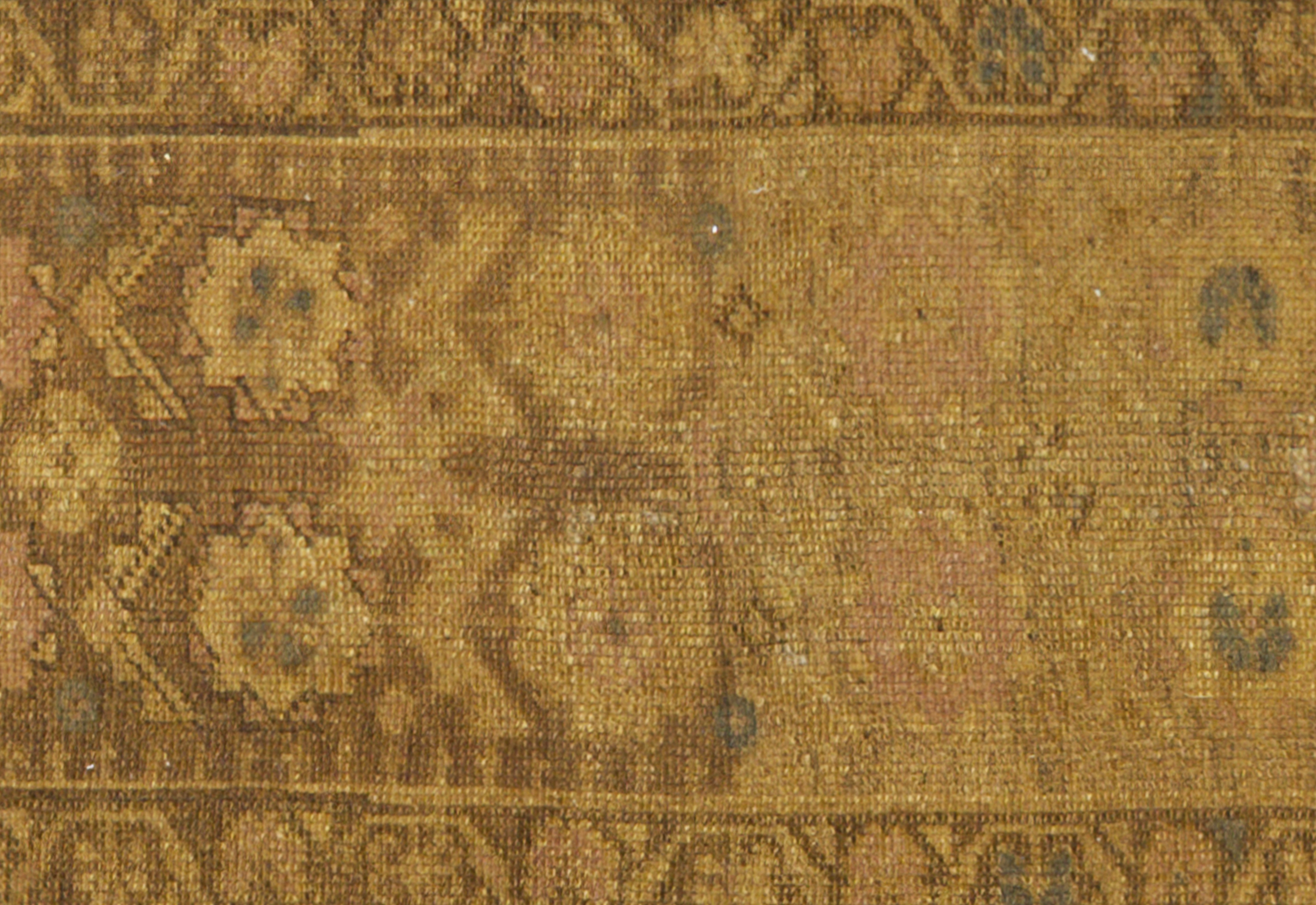 Antique Turkish Oushak Brown & Green Runner Rug 11270 - image 3