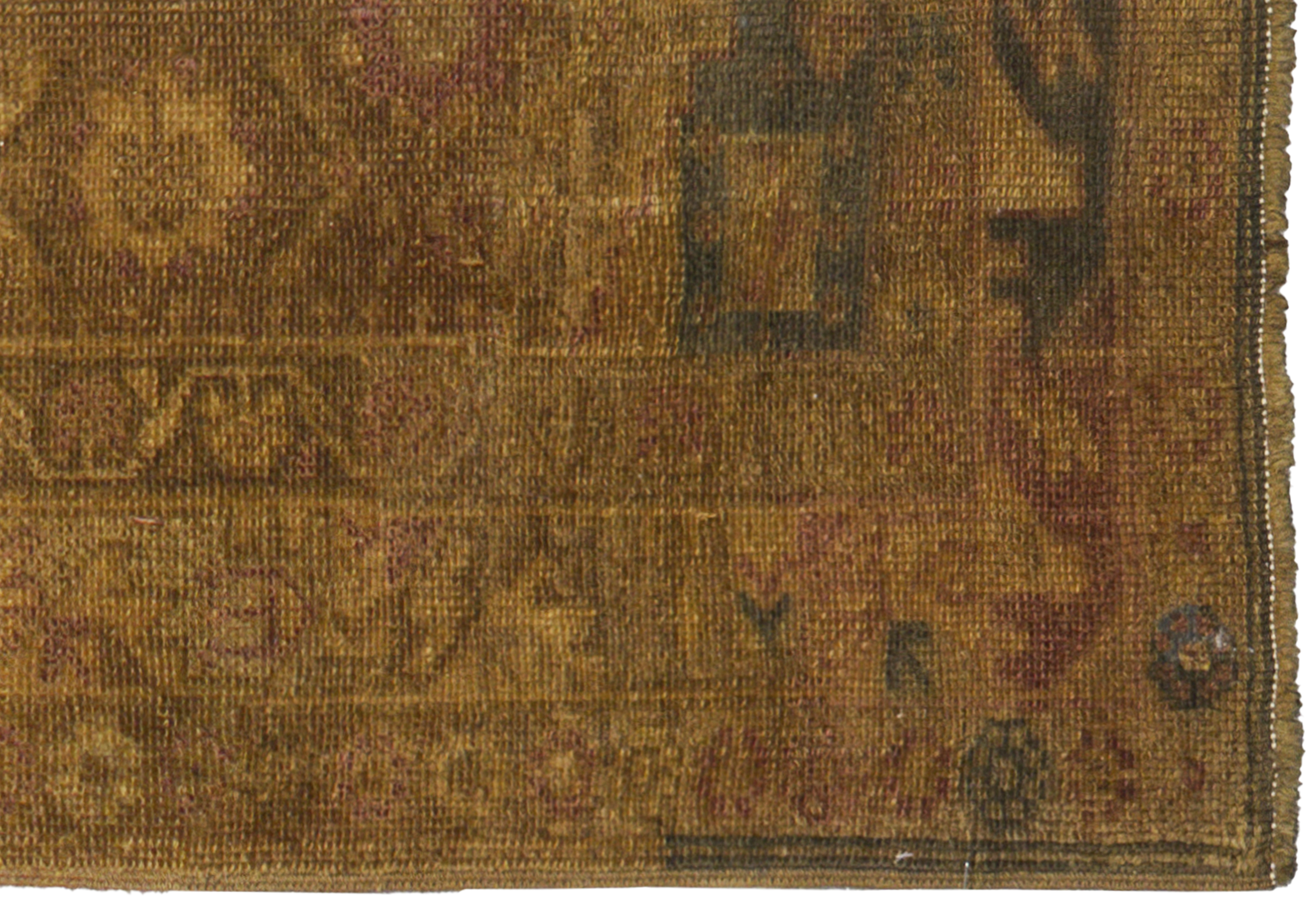 Antique Turkish Oushak Brown & Green Runner Rug 11270 - image 5