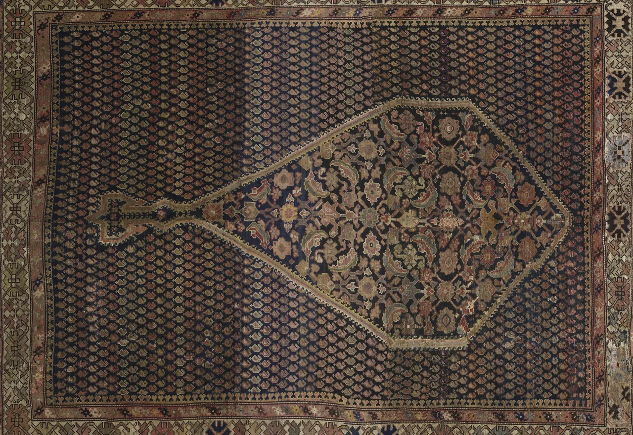 Antique Persian Malayer Navy & Sand Medallion Rug 10911 - image 2
