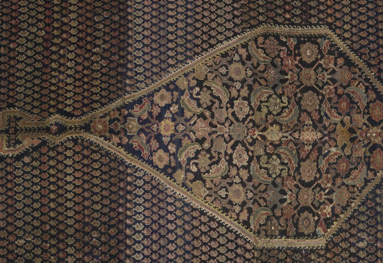 Antique Persian Malayer Navy & Sand Medallion Rug 10911 - image 3