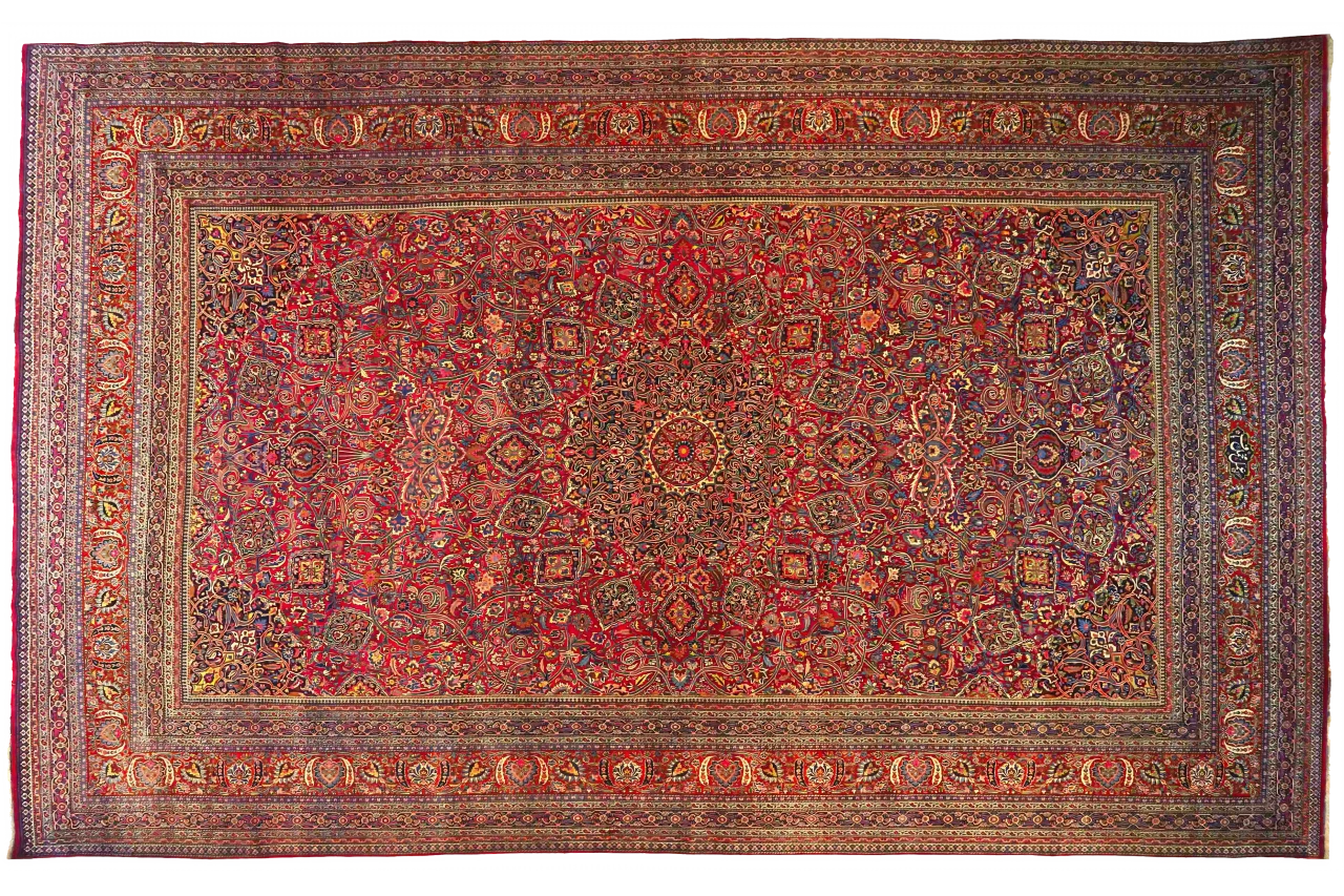 Antique Persian Mashad Traditional Rug 69536