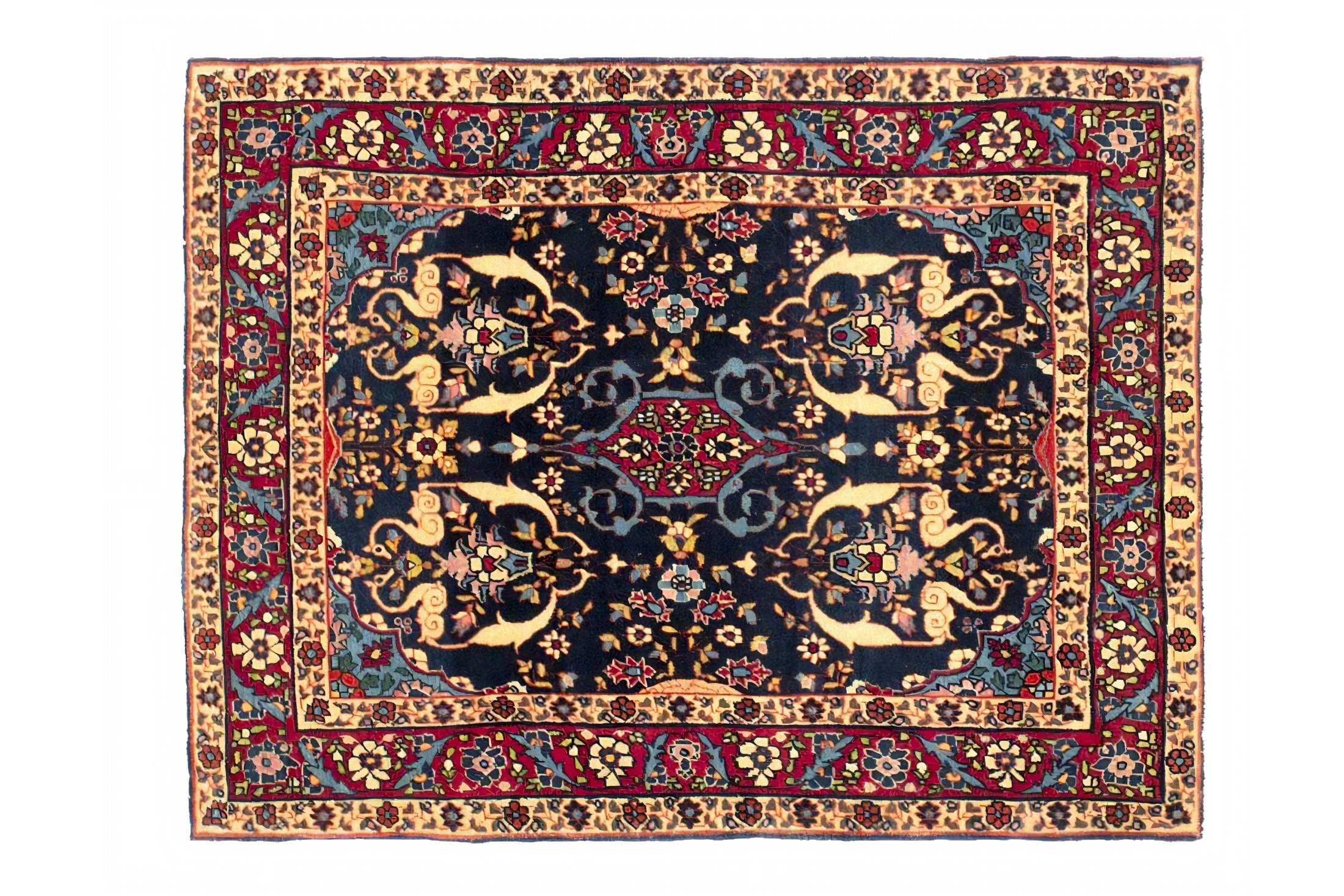 Antique Persian Tehran Traditional Rug 73353