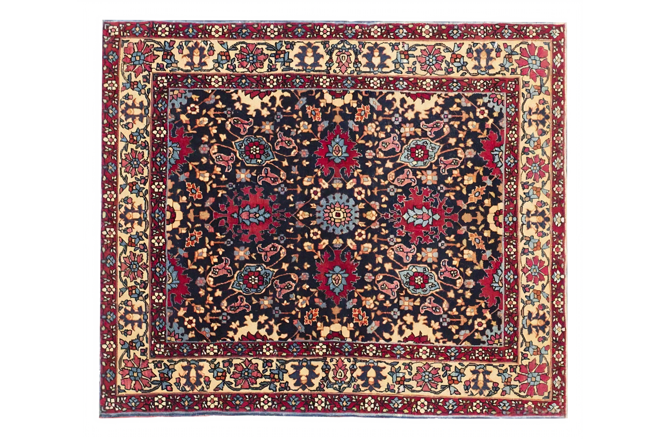 Antique Persian Tehran Traditional Rug 73355