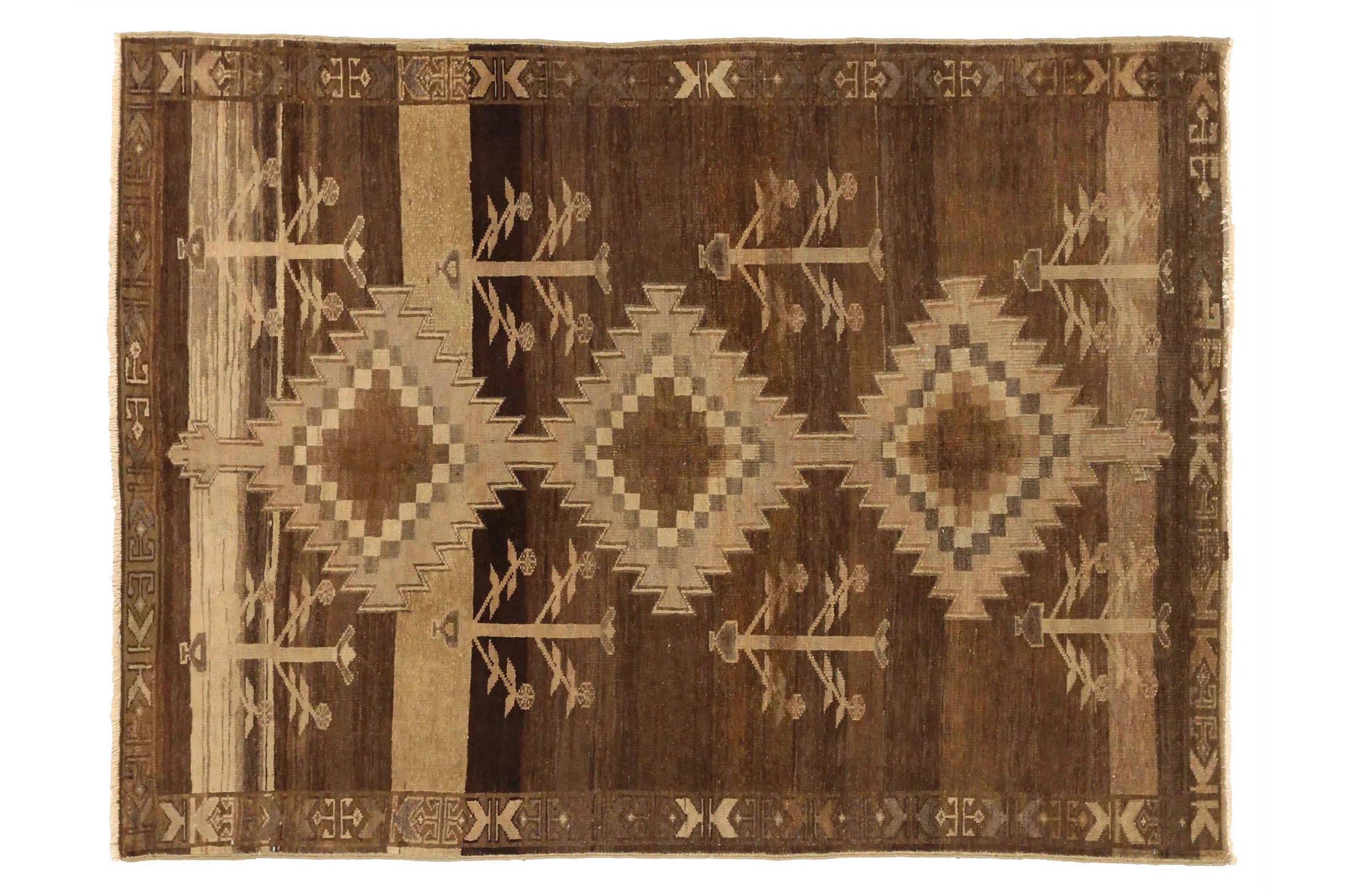 Antique Persian Varamin Transitional Rug 73497