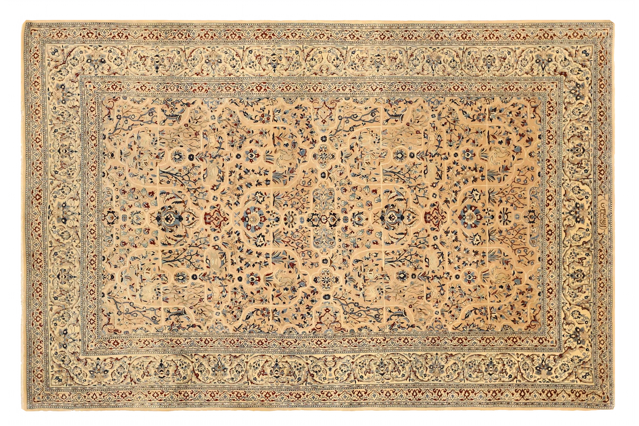 Antique Persian Nain Transitional Rug 73673