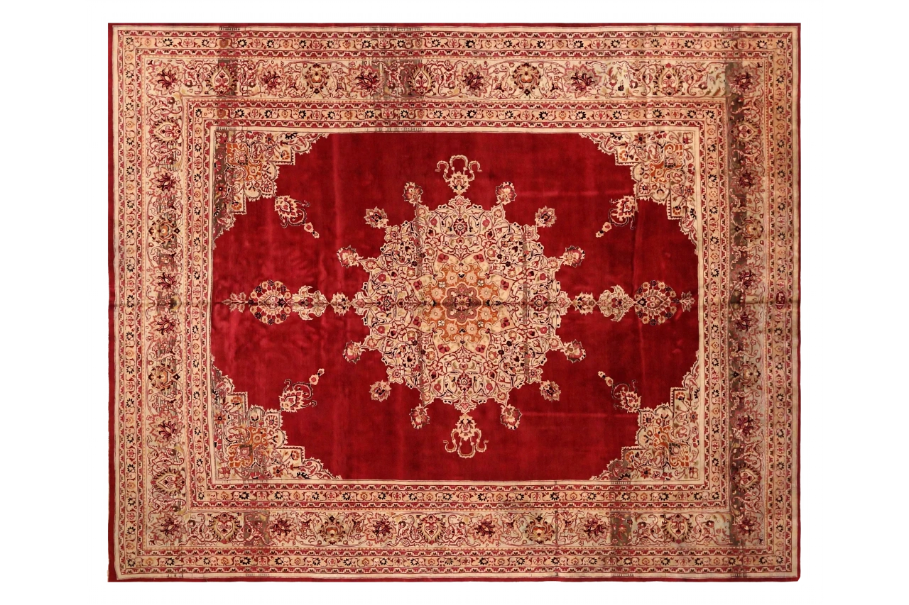 Antique Persian Mashad Traditional Rug 73863