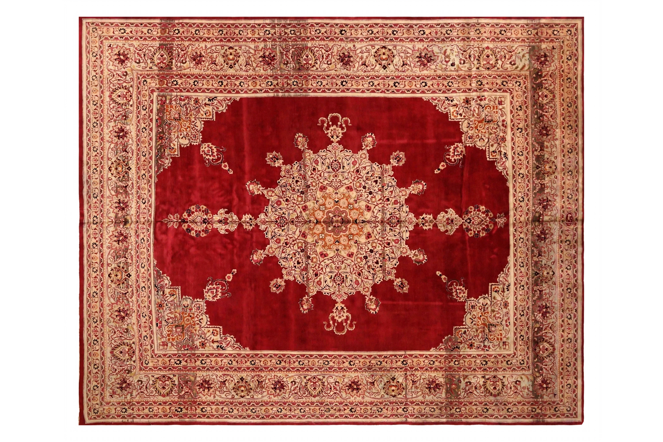 Antique Persian Mashad Traditional Rug 73863