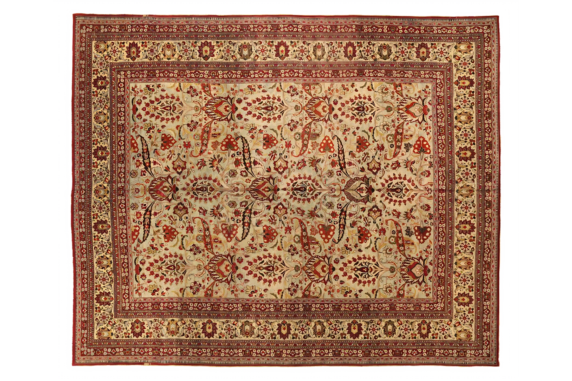 Antique Persian Mashad Traditional Rug 73913