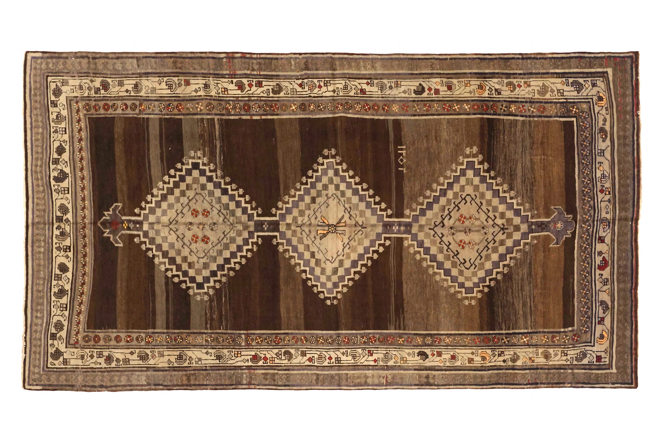 Antique Persian Varamin Transitional Rug 74045