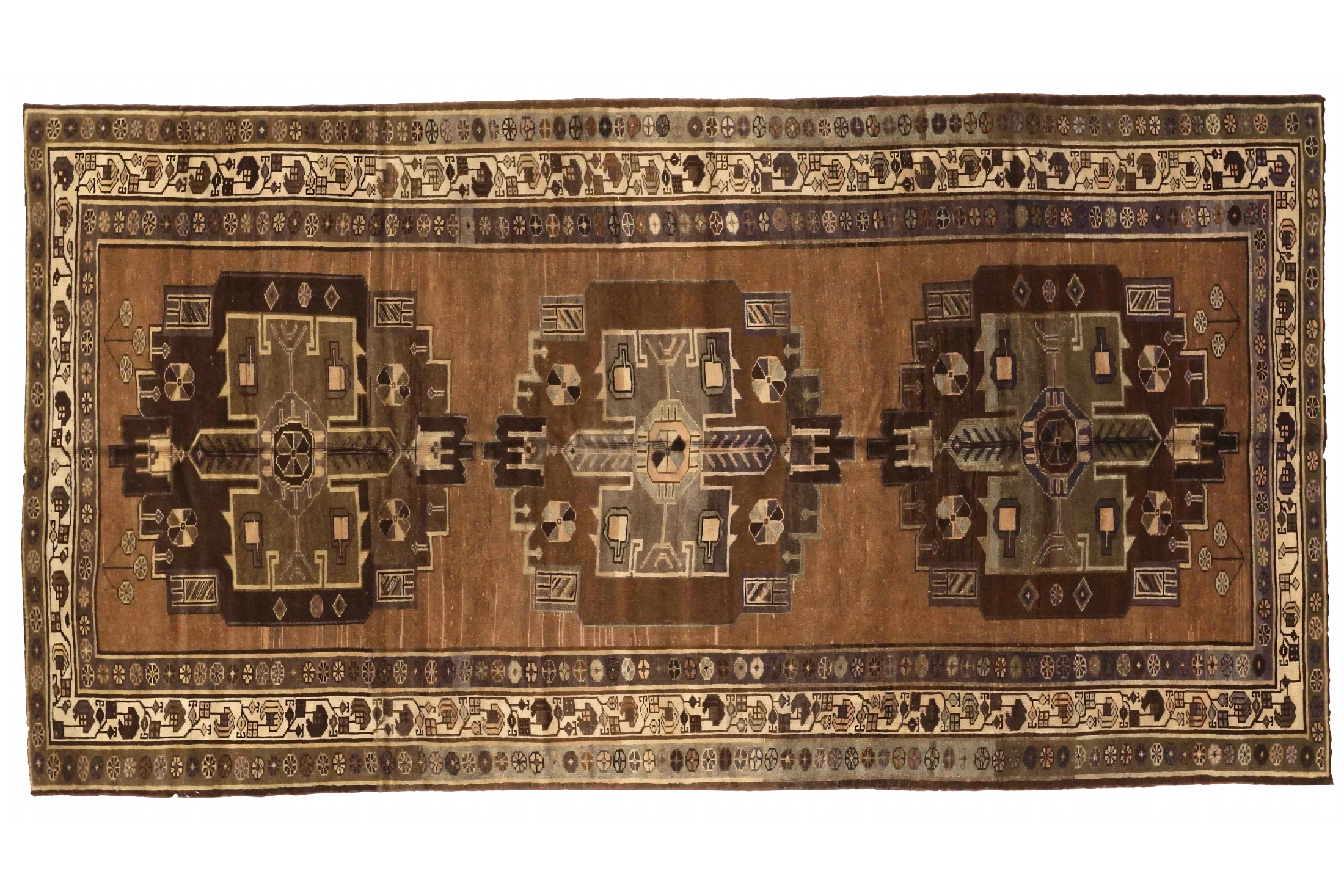 Antique Persian Varamin Traditional Rug 74070