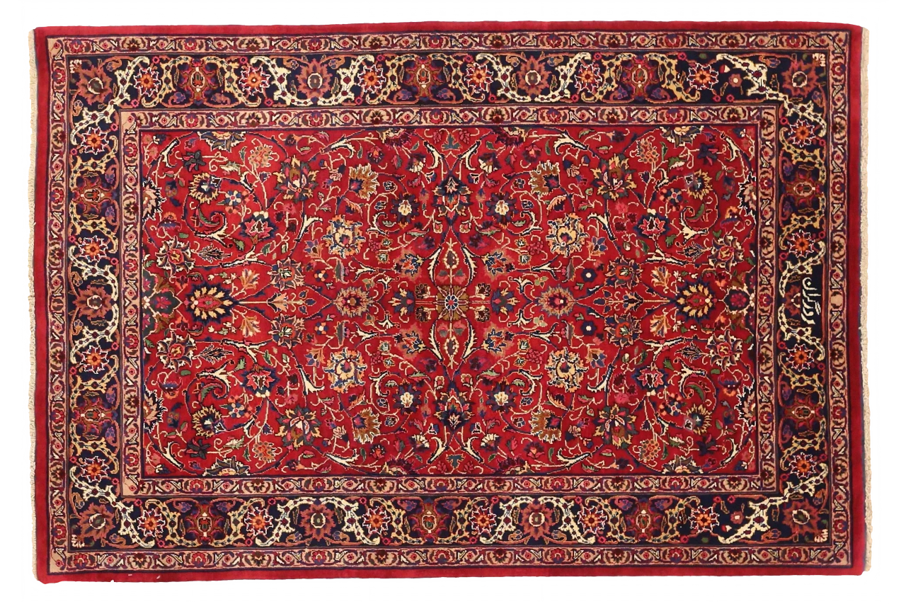 Antique Persian Mashad Traditional Rug 74096