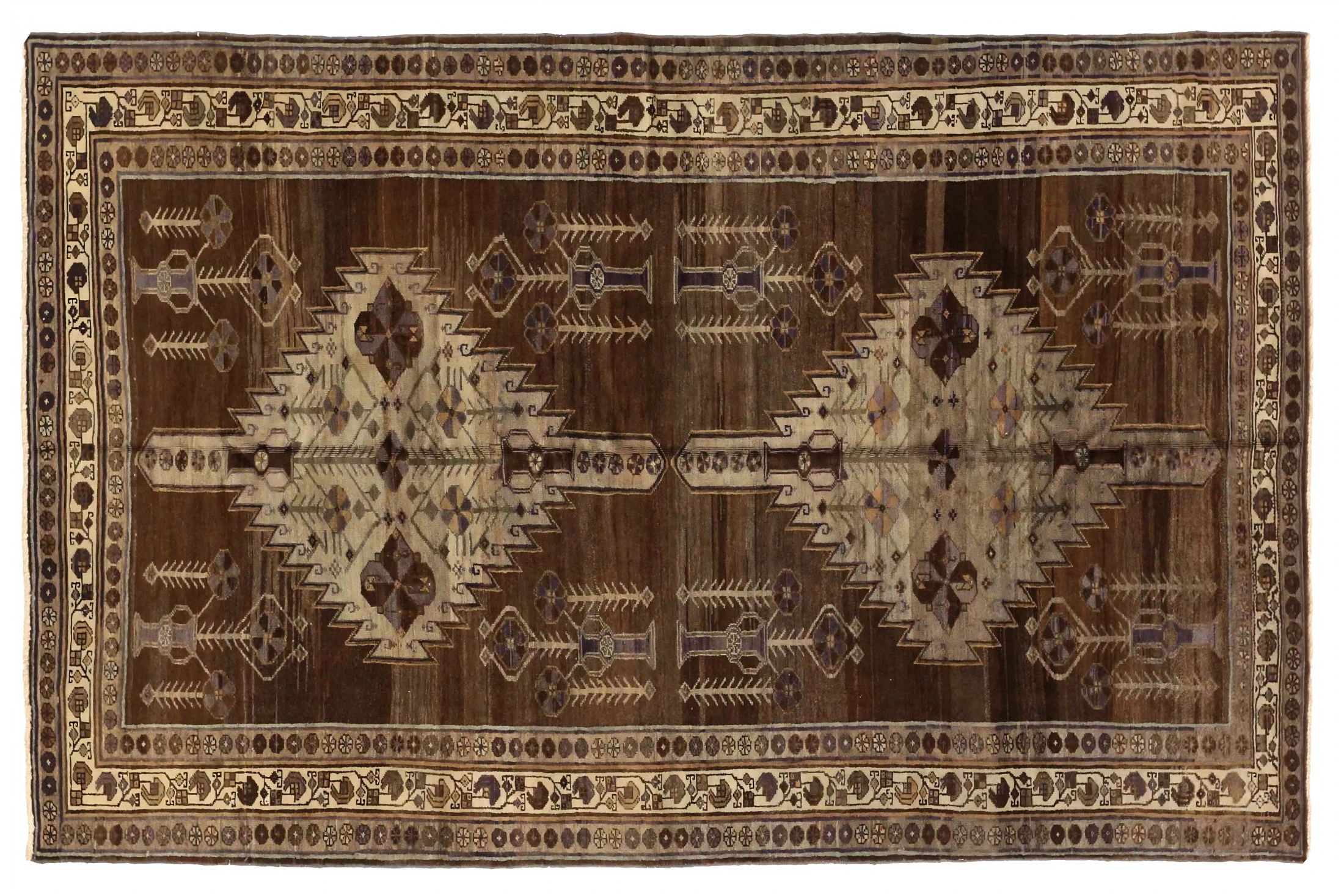 Antique Persian Varamin Traditional Rug 74134