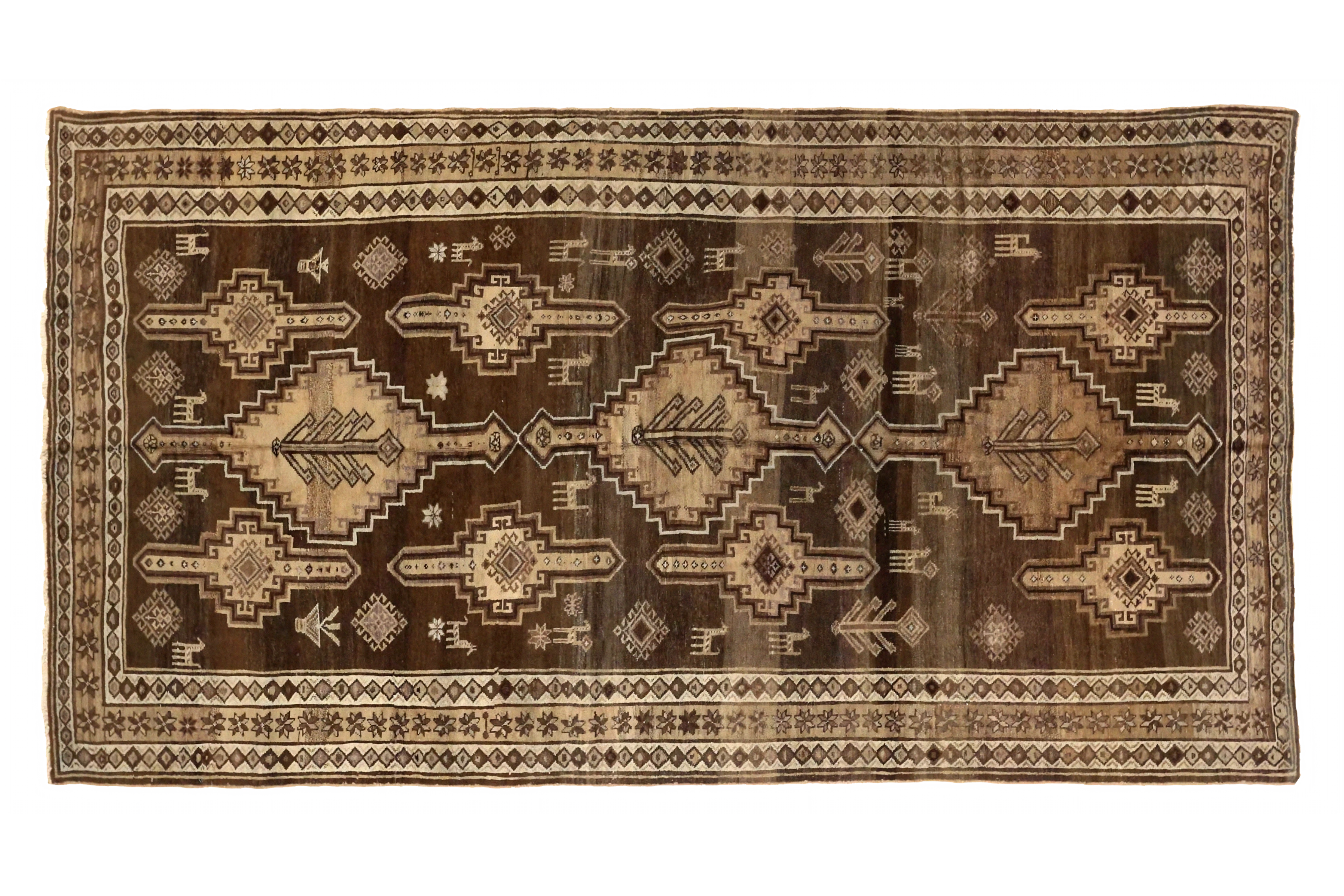 Antique Persian Varamin Traditional Rug 74136
