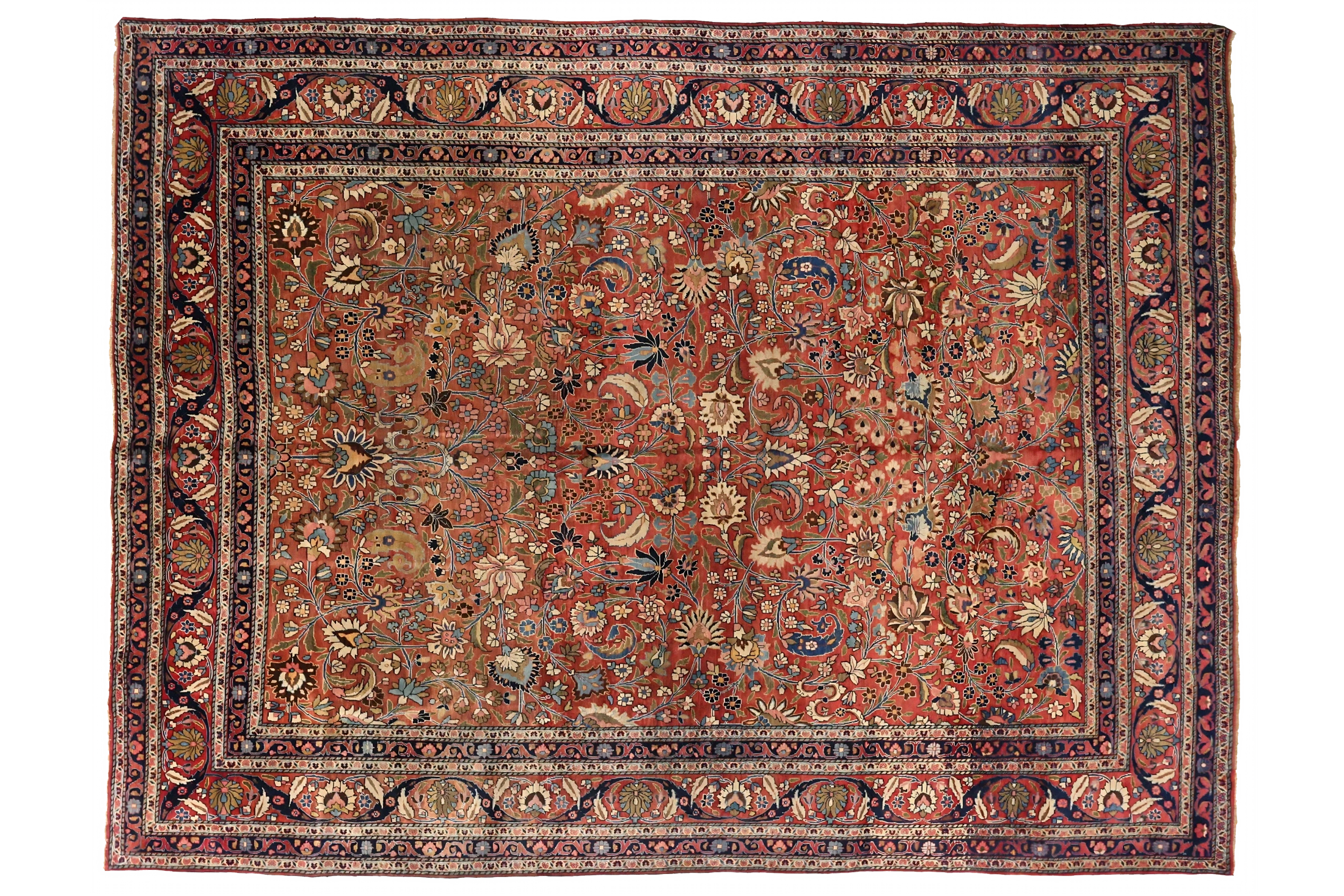 Antique Persian Mashad Traditional Rug 75278