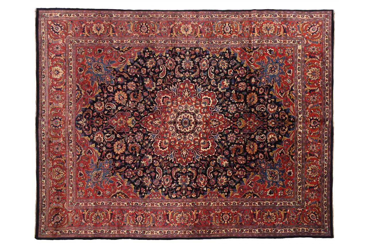 Antique Persian Mashad Traditional Rug 75324