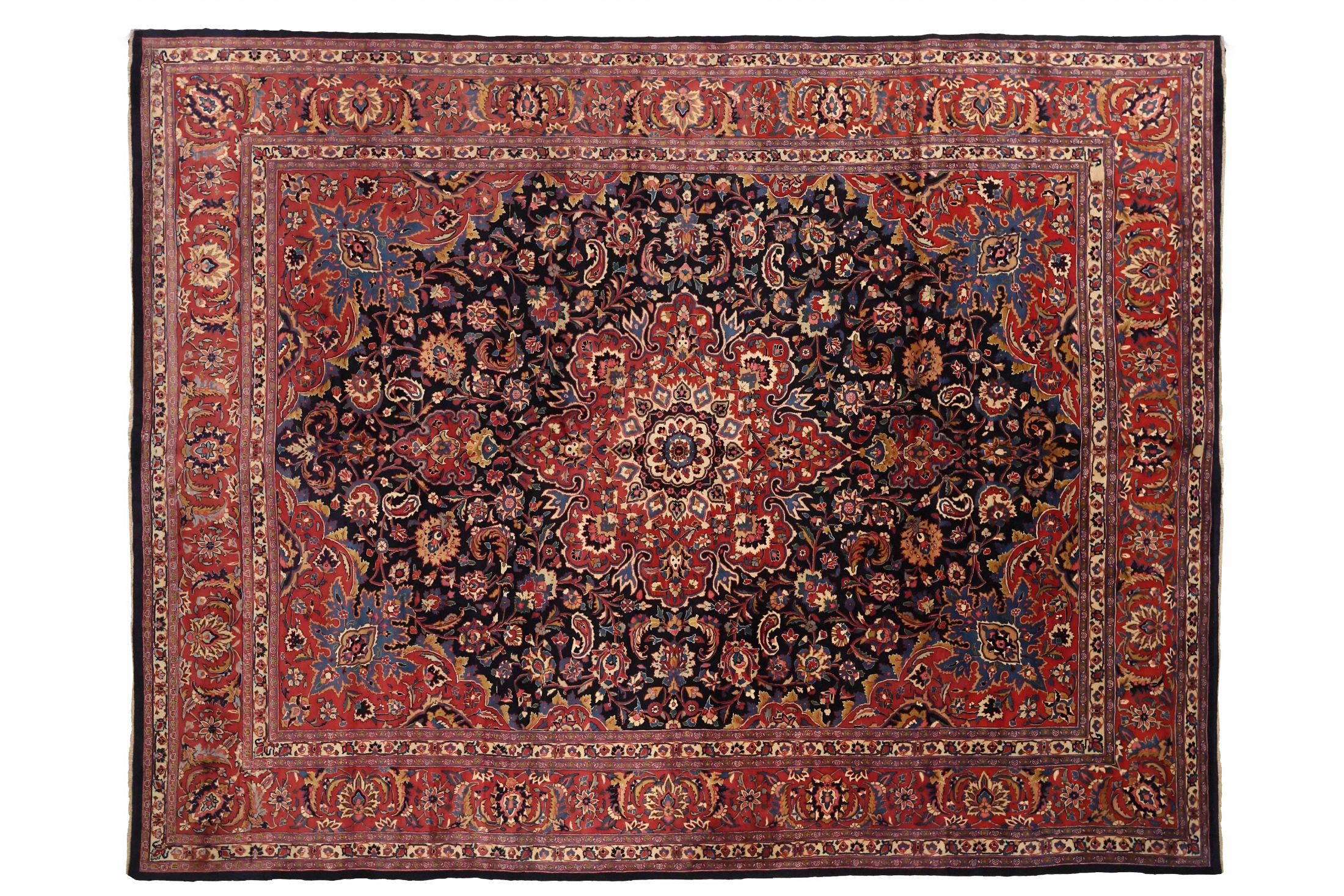 Antique Persian Mashad Traditional Rug 75324
