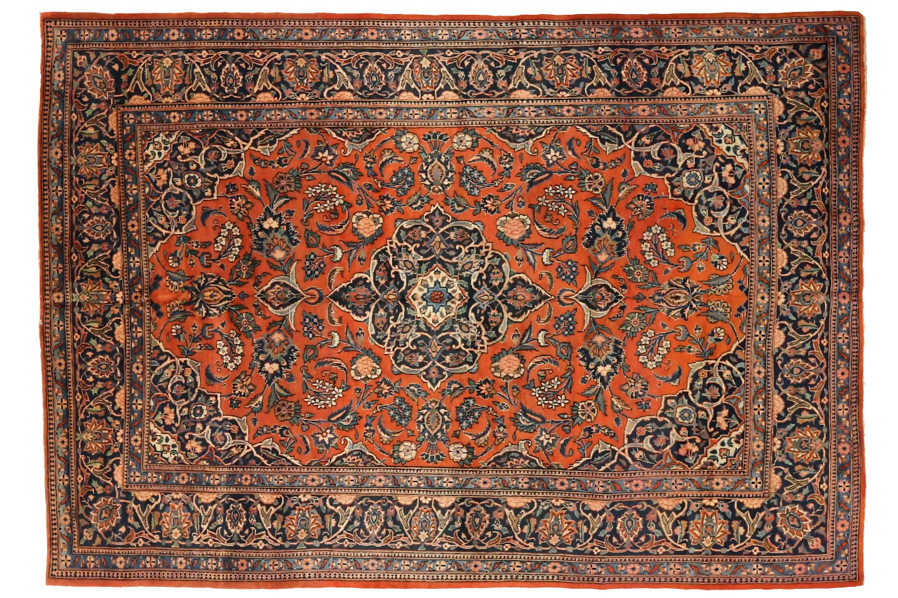 Antique Persian Kashan Traditional Rug 75326