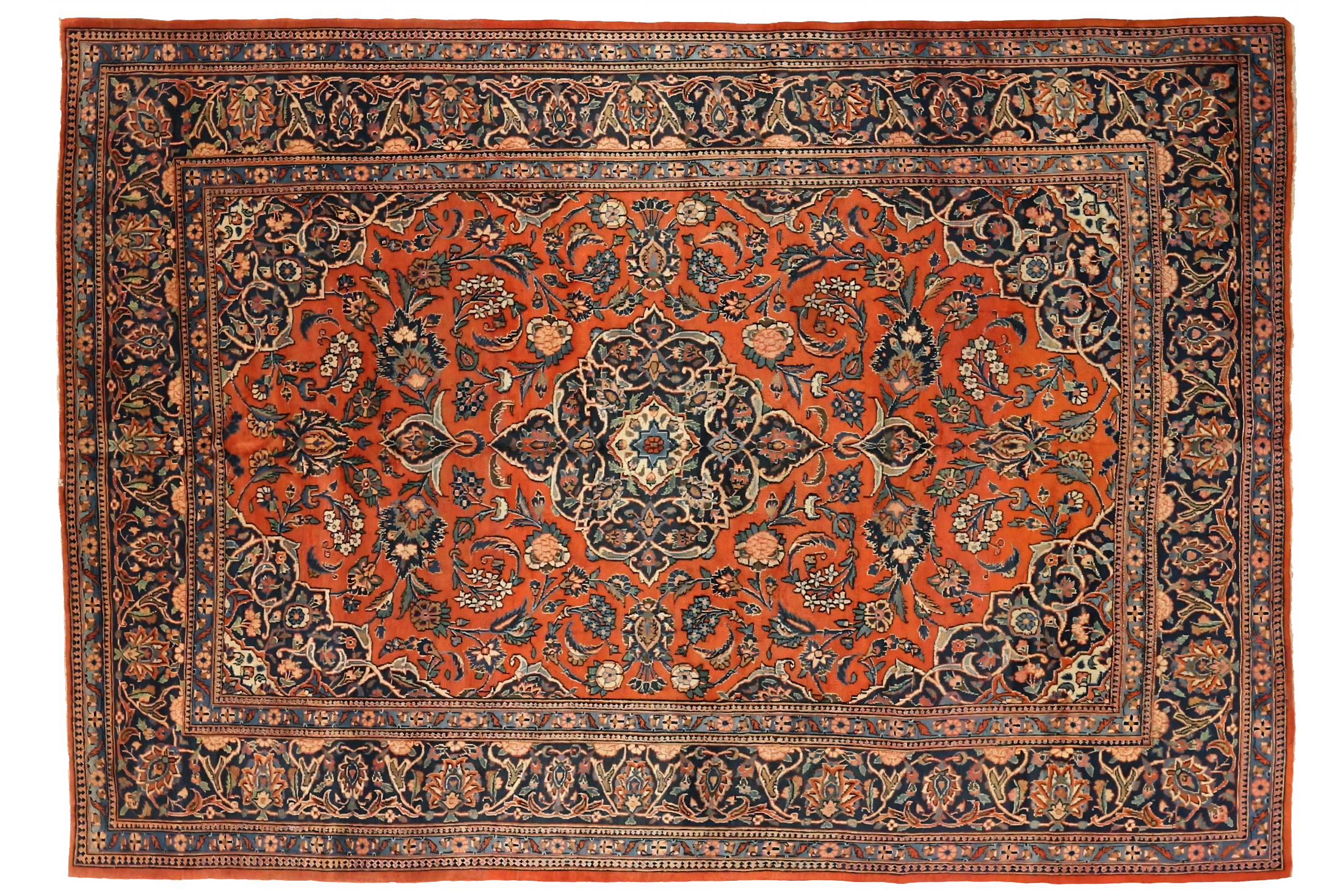 Antique Persian Kashan Traditional Rug 75326
