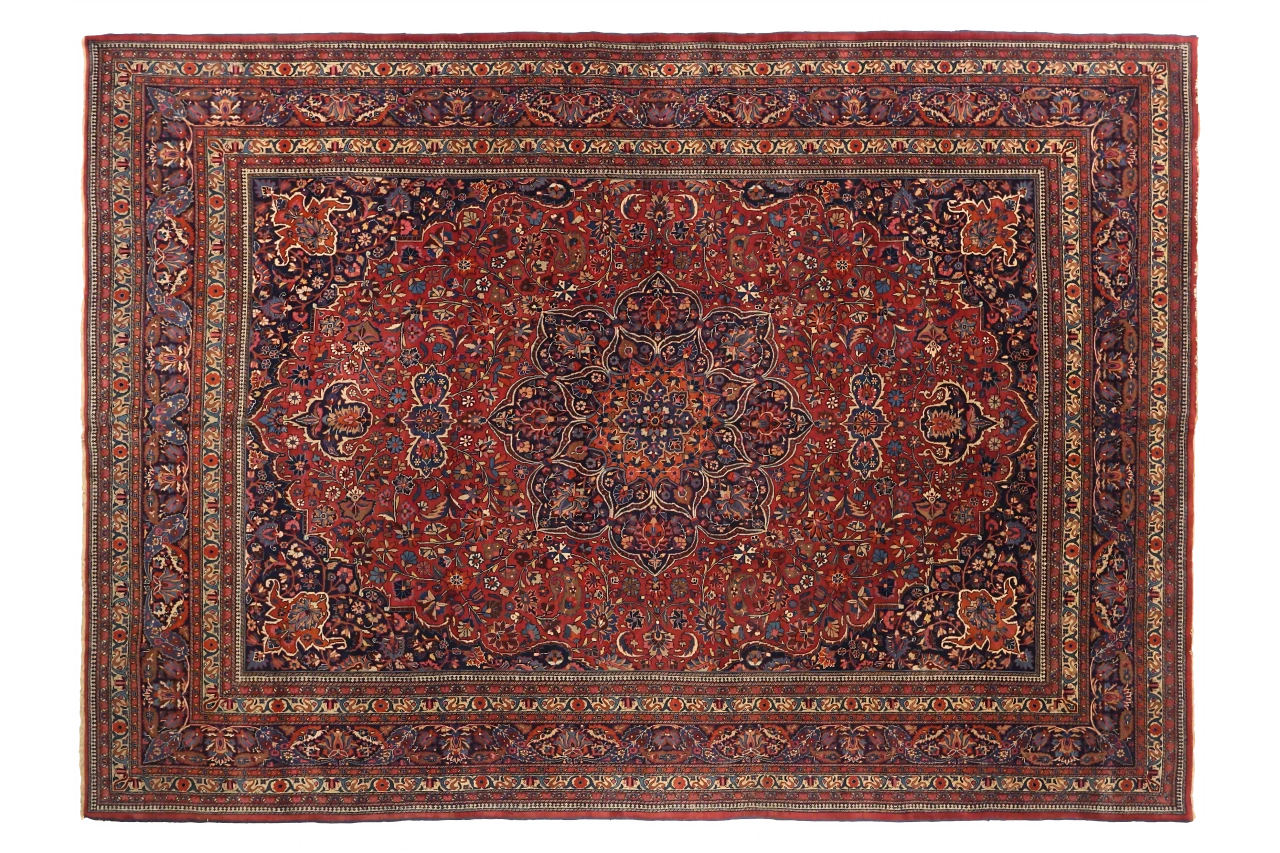 Antique Persian Mashad Traditional Rug 75338