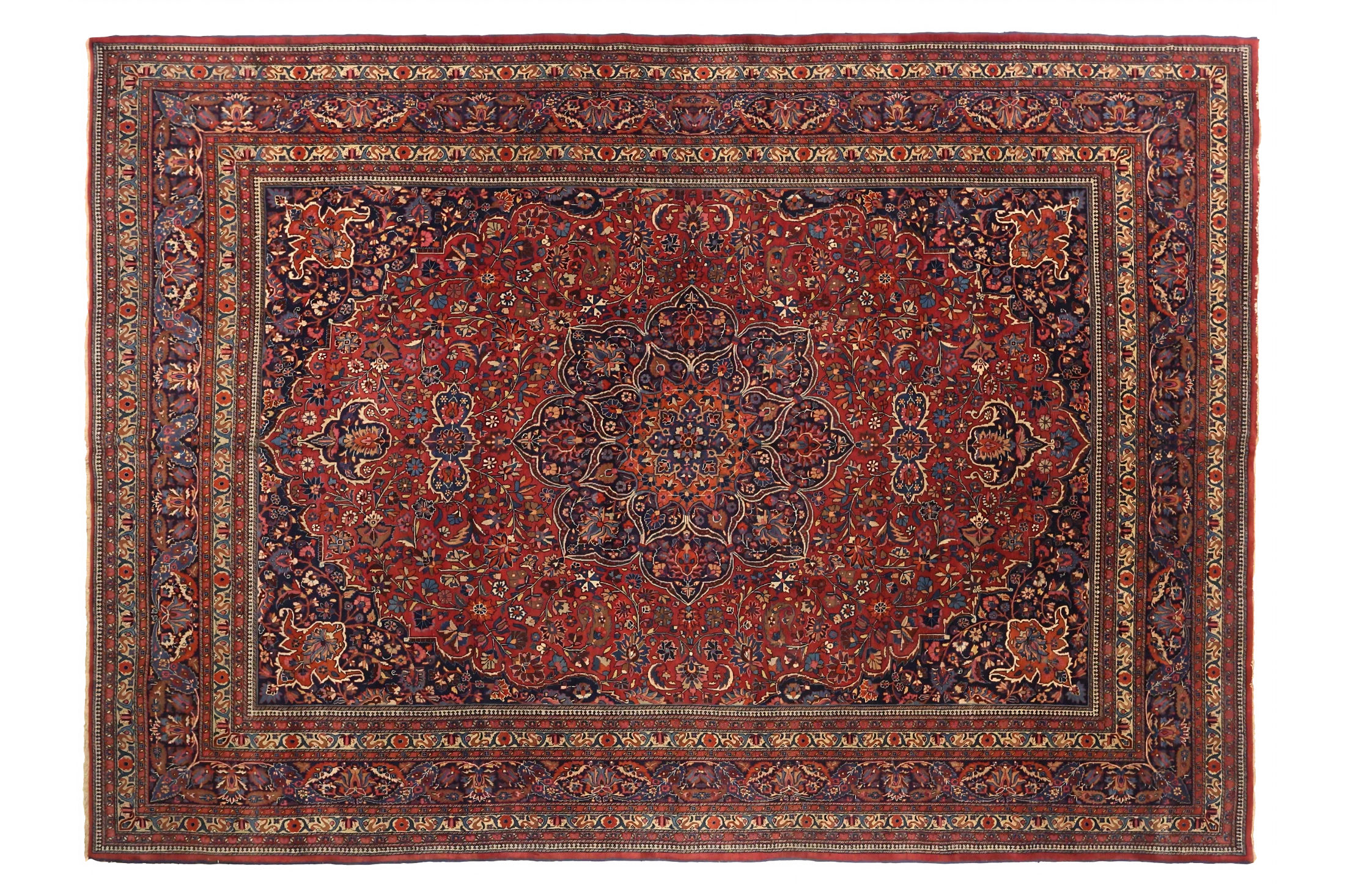Antique Persian Mashad Traditional Rug 75338