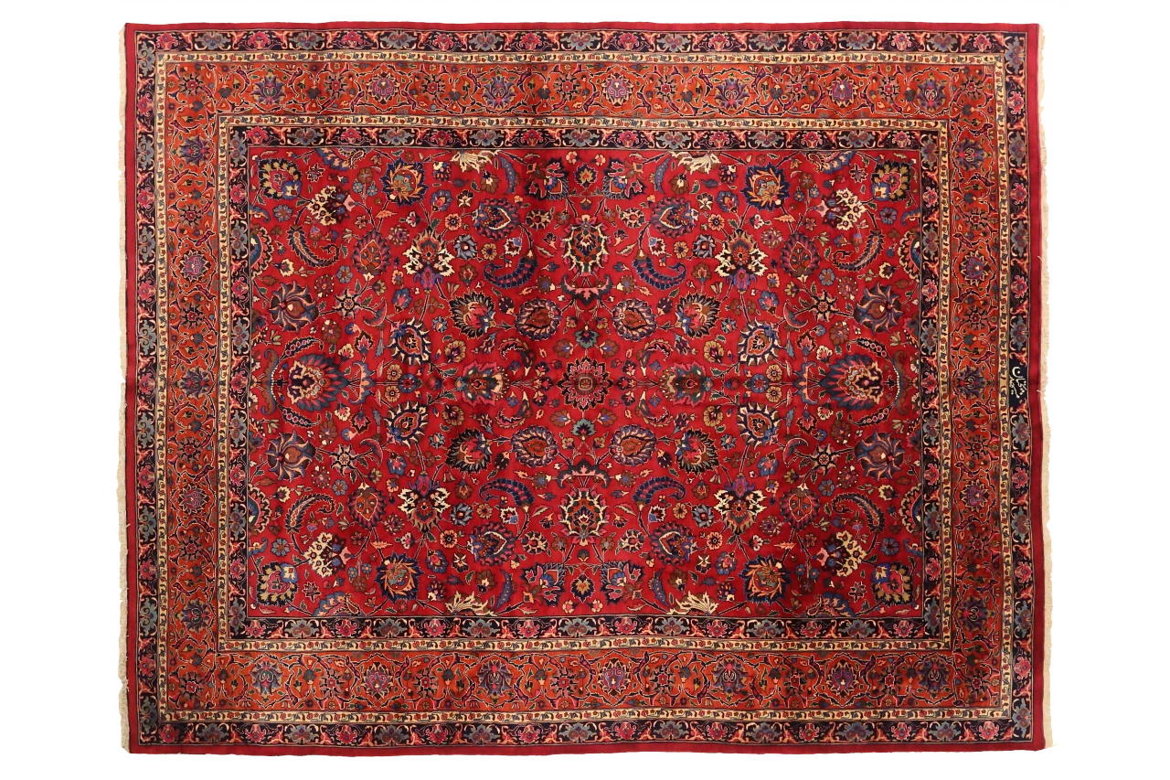 Antique Persian Mashad Traditional Rug 75370