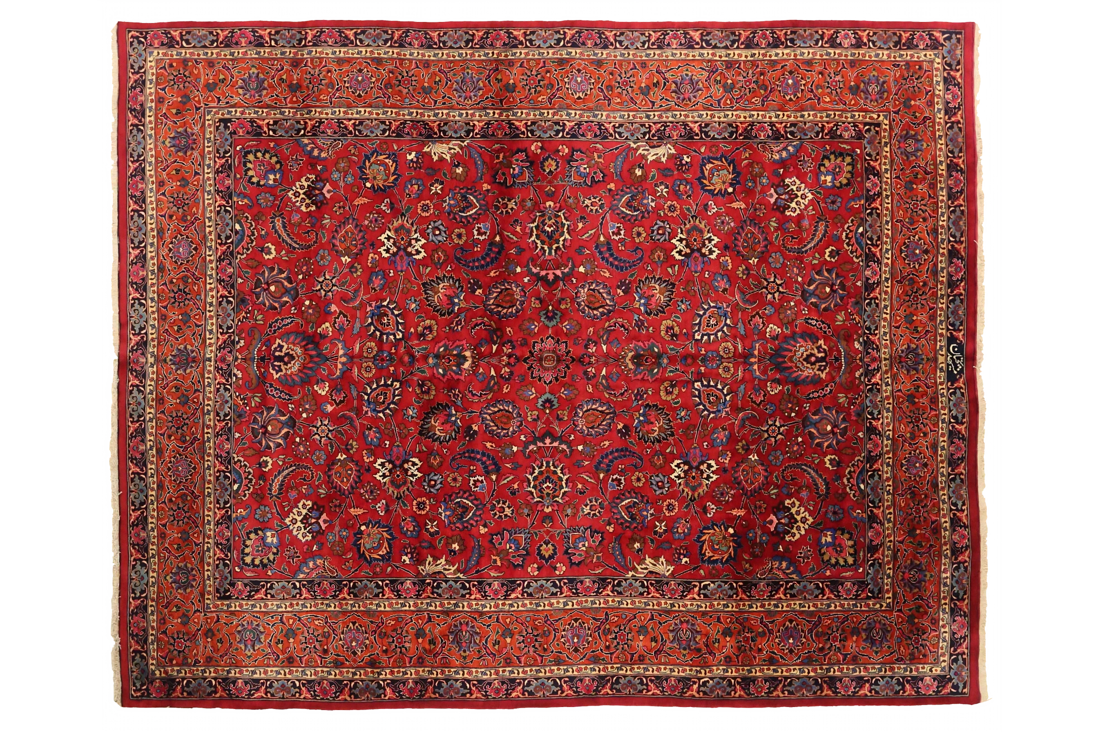 Antique Persian Mashad Traditional Rug 75370