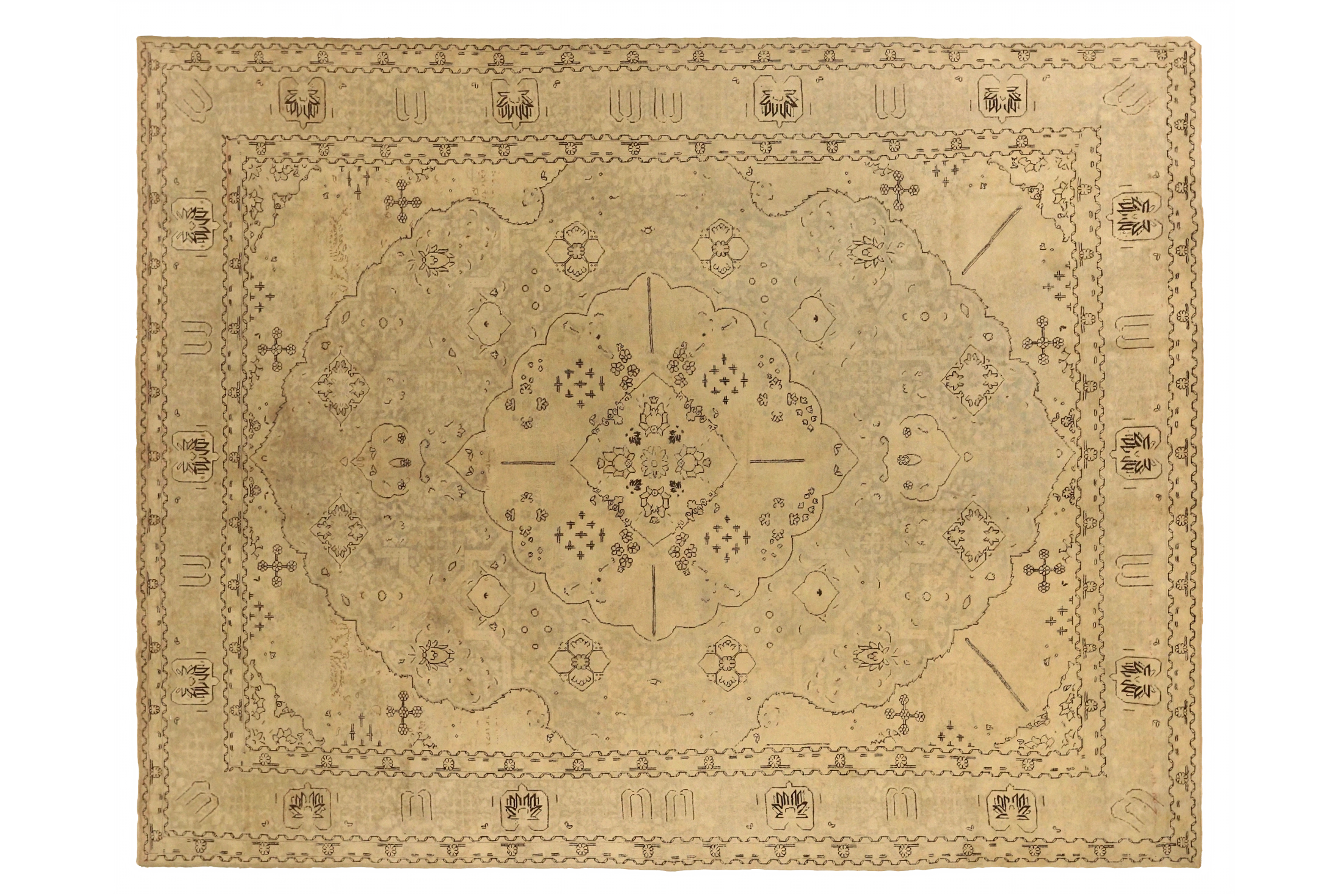 Antique Persian Tabriz Transitional Rug 75501