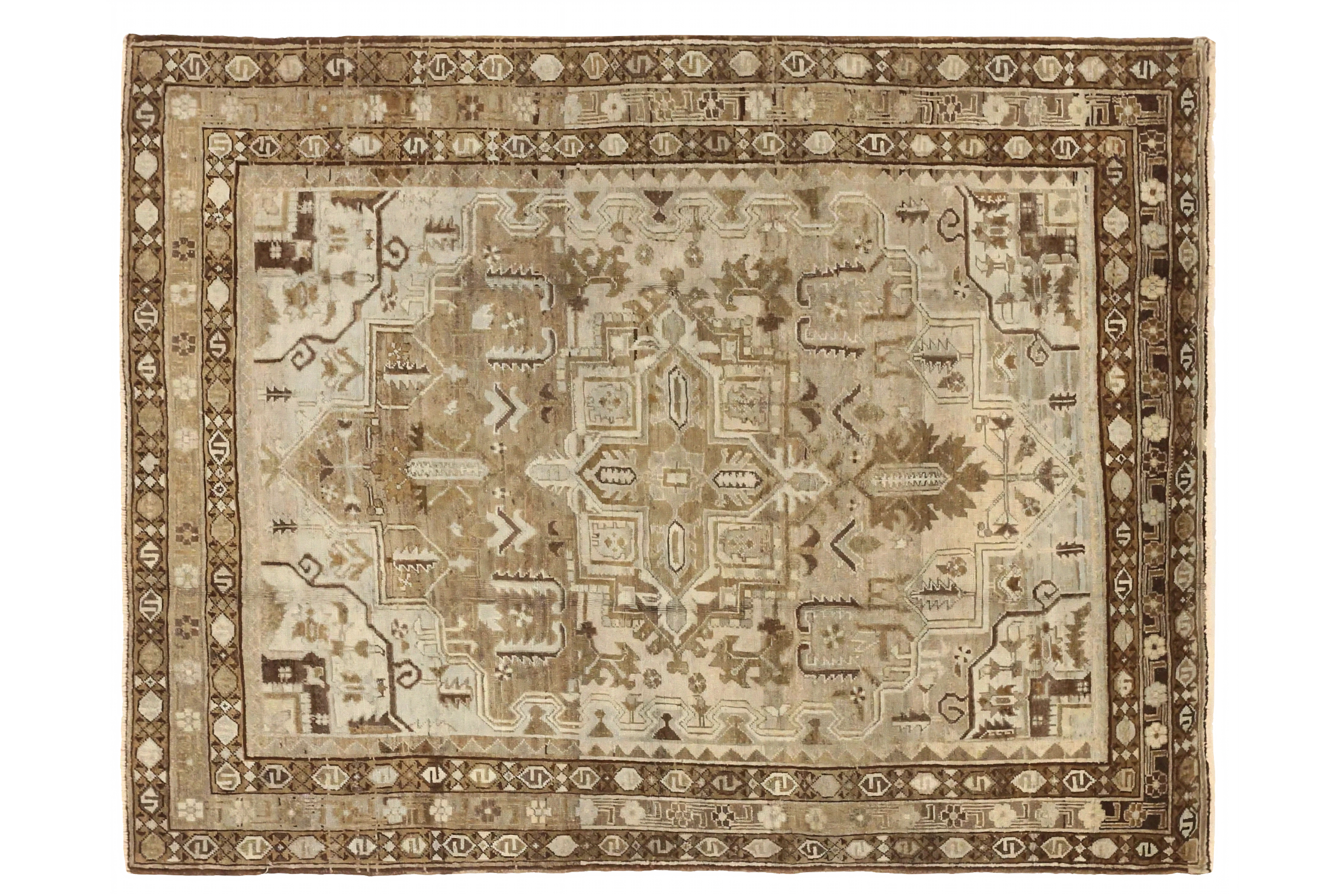 Antique Persian Heriz Transitional Rug 75524