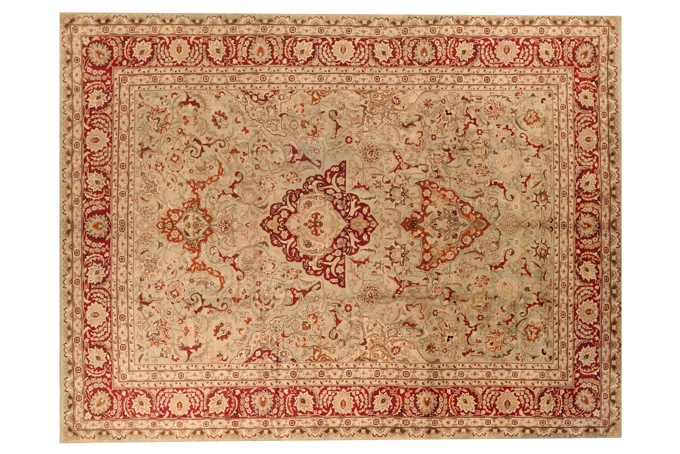 Antique Persian Mashad Traditional Rug 75588