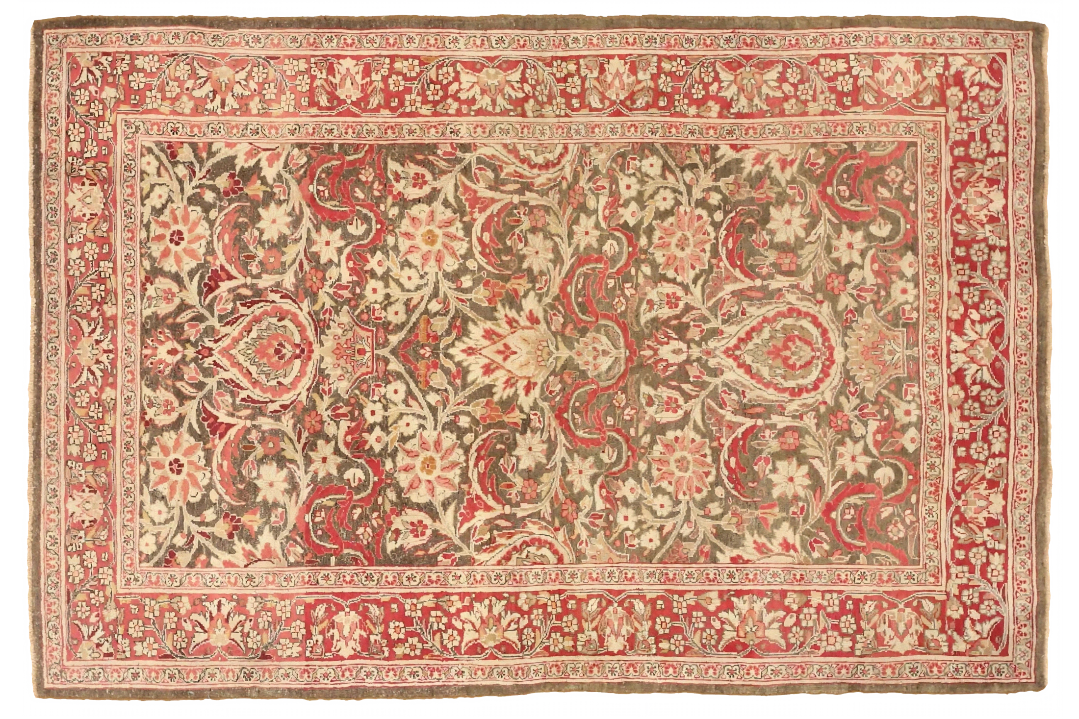 Antique Persian Mashad Traditional Rug 75634