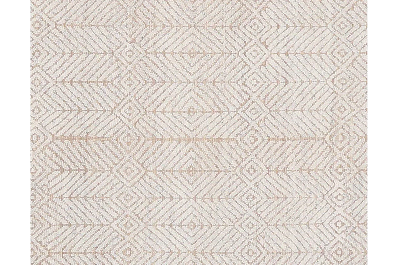 India Moroccan Bright White & Beige Geometric Rug 94457 - image 3