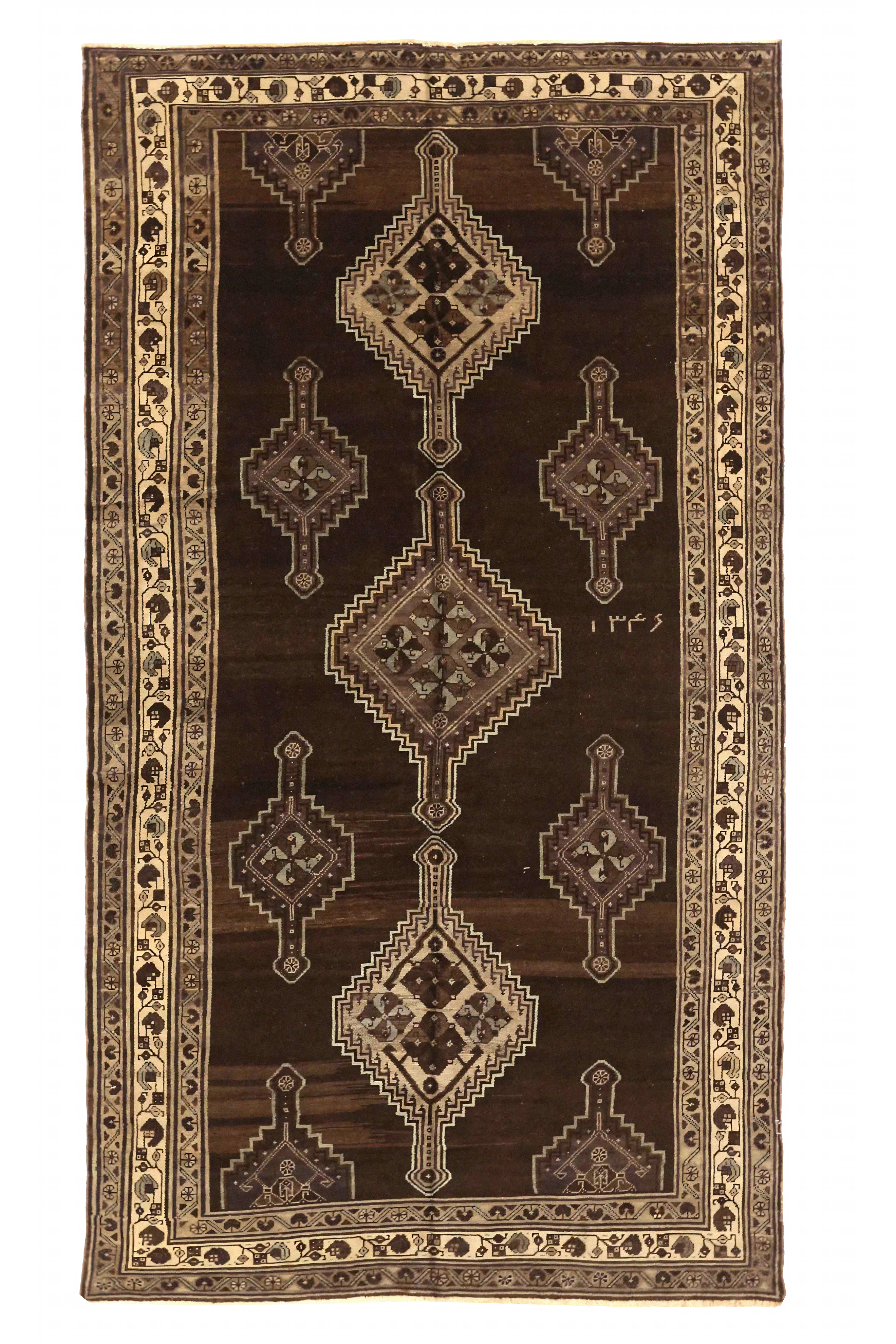 Antique Persian Varamin Traditional Rug 74128