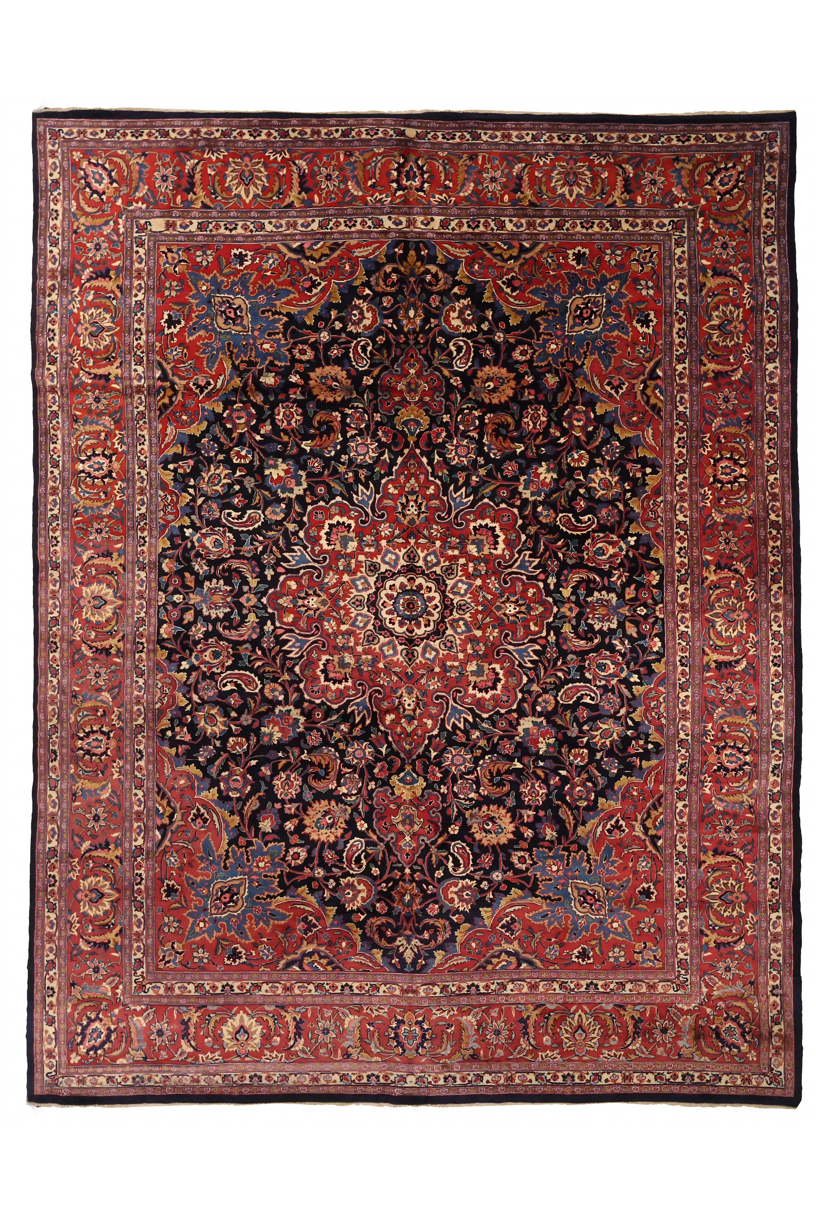 Antique Persian Mashad Traditional Rug 75324