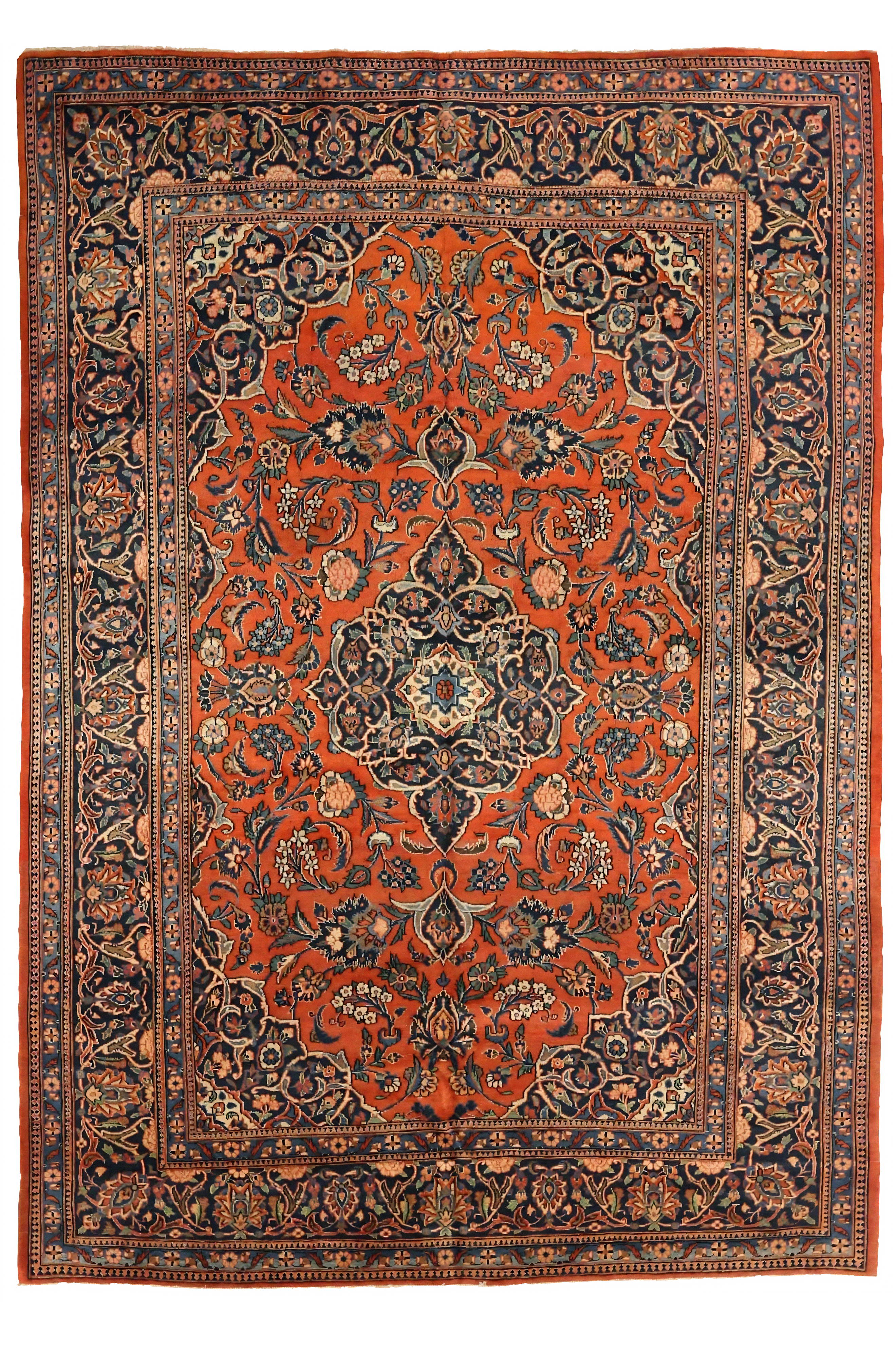 Antique Persian Kashan Traditional Rug 75326
