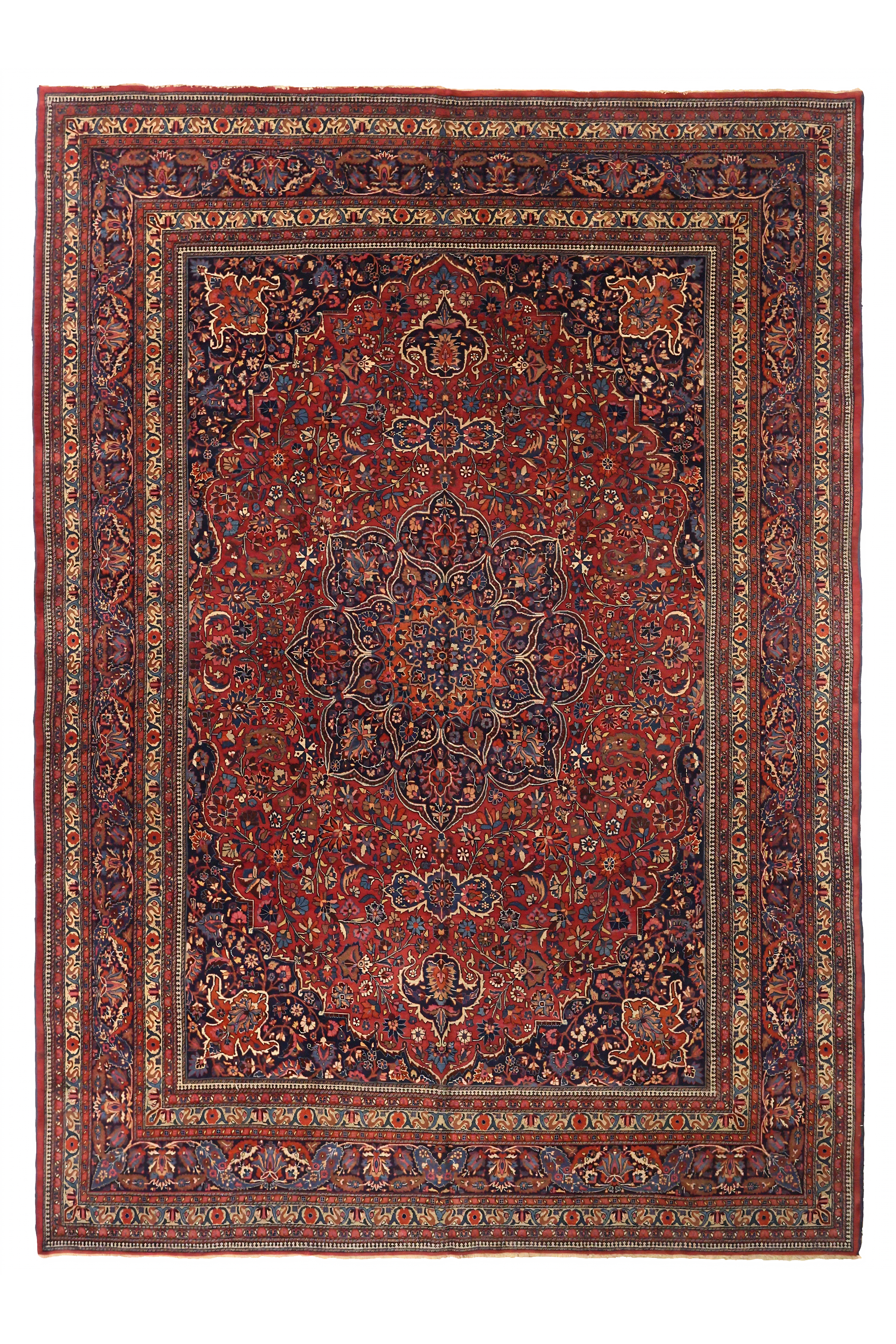 Antique Persian Mashad Traditional Rug 75338