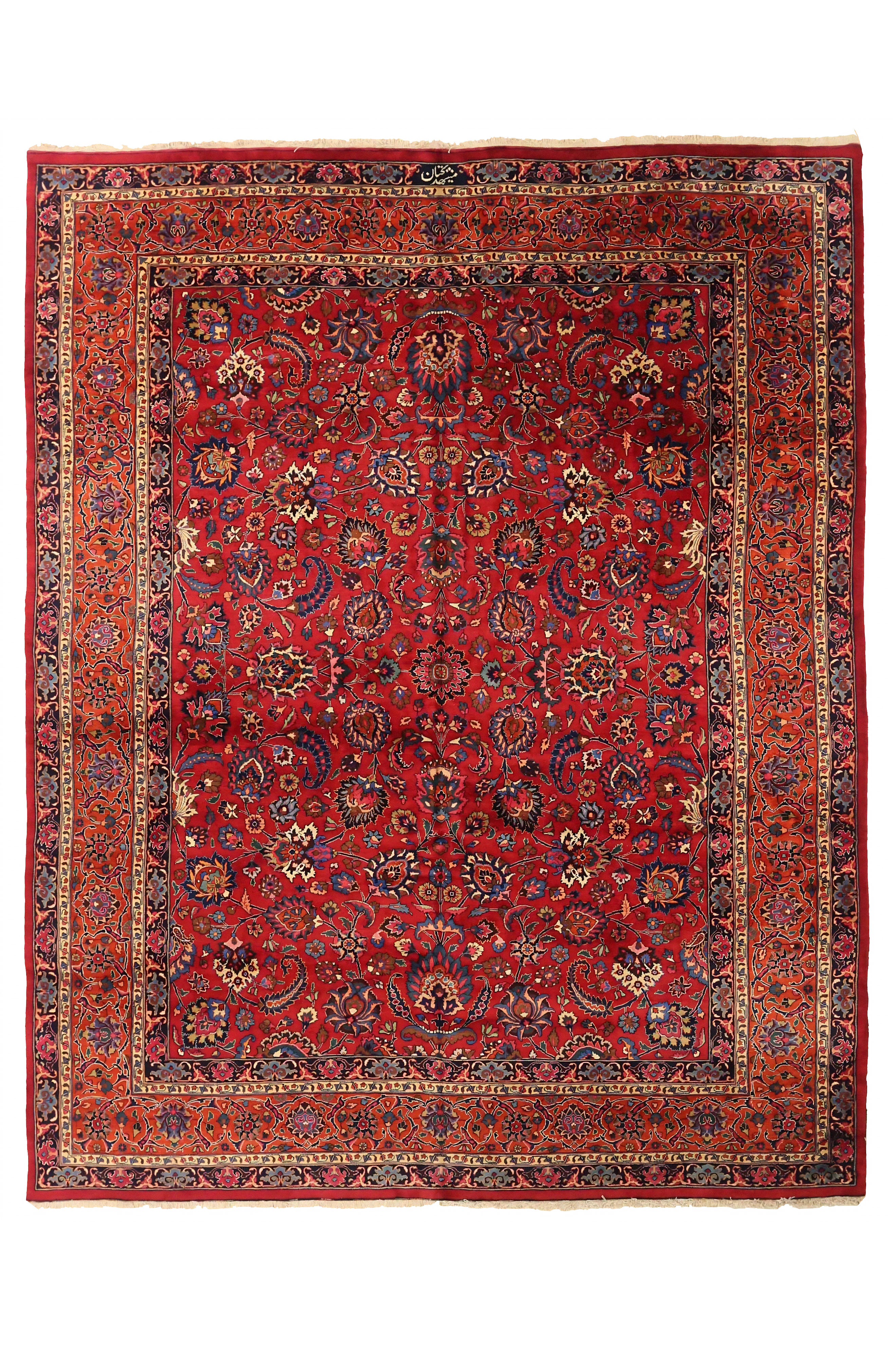 Antique Persian Mashad Traditional Rug 75370