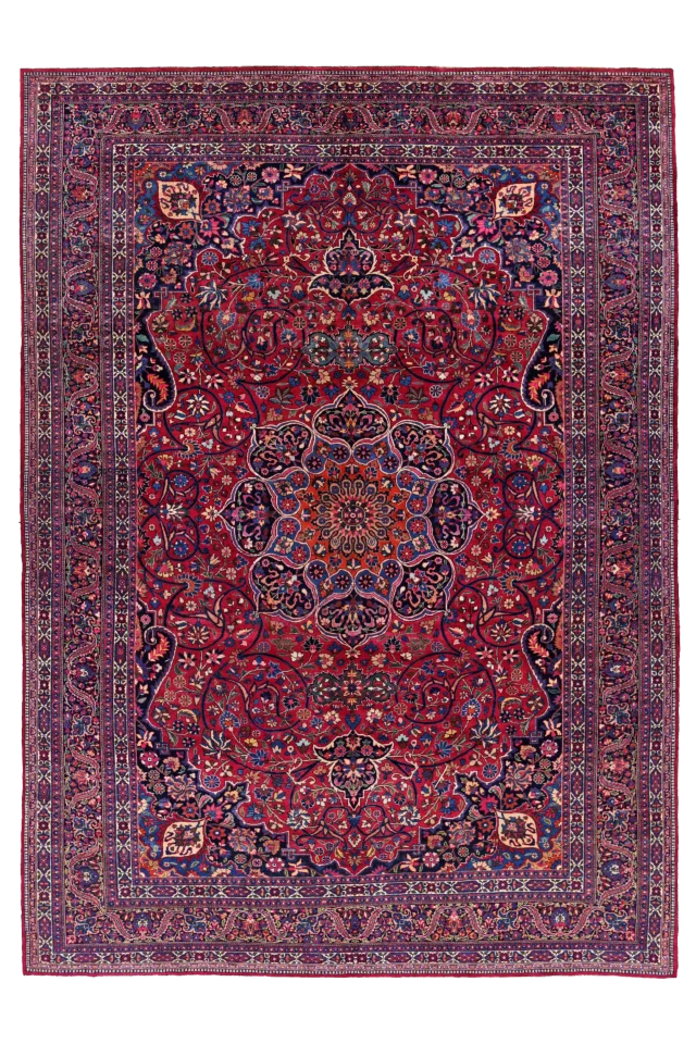 Antique Persian Mashad Traditional Rug 91504