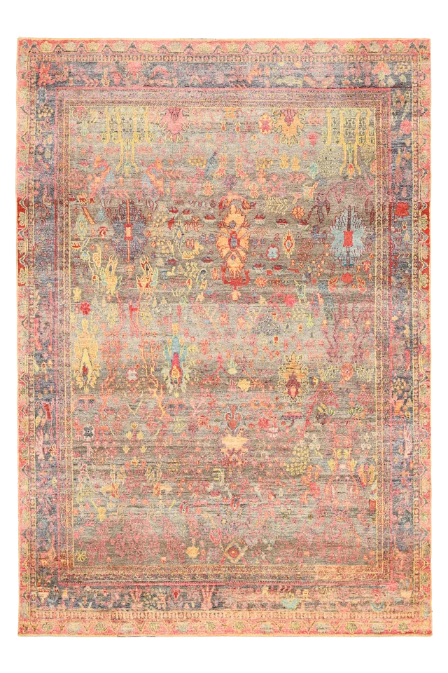 India Sari Silk Contemporary Rug 93863