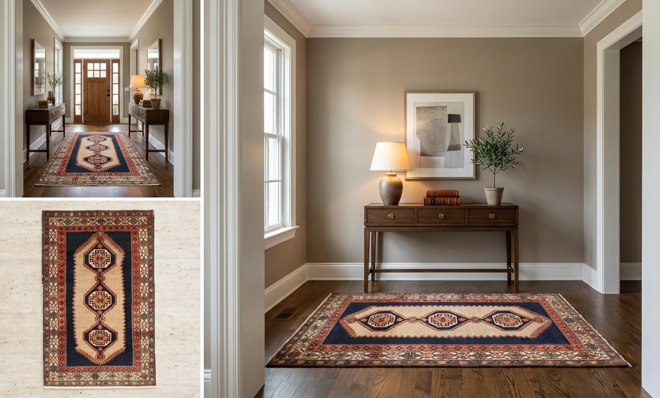 Persian Malayer Navy & Terracotta Tribal Rug 3×5 – 10830 in room setting