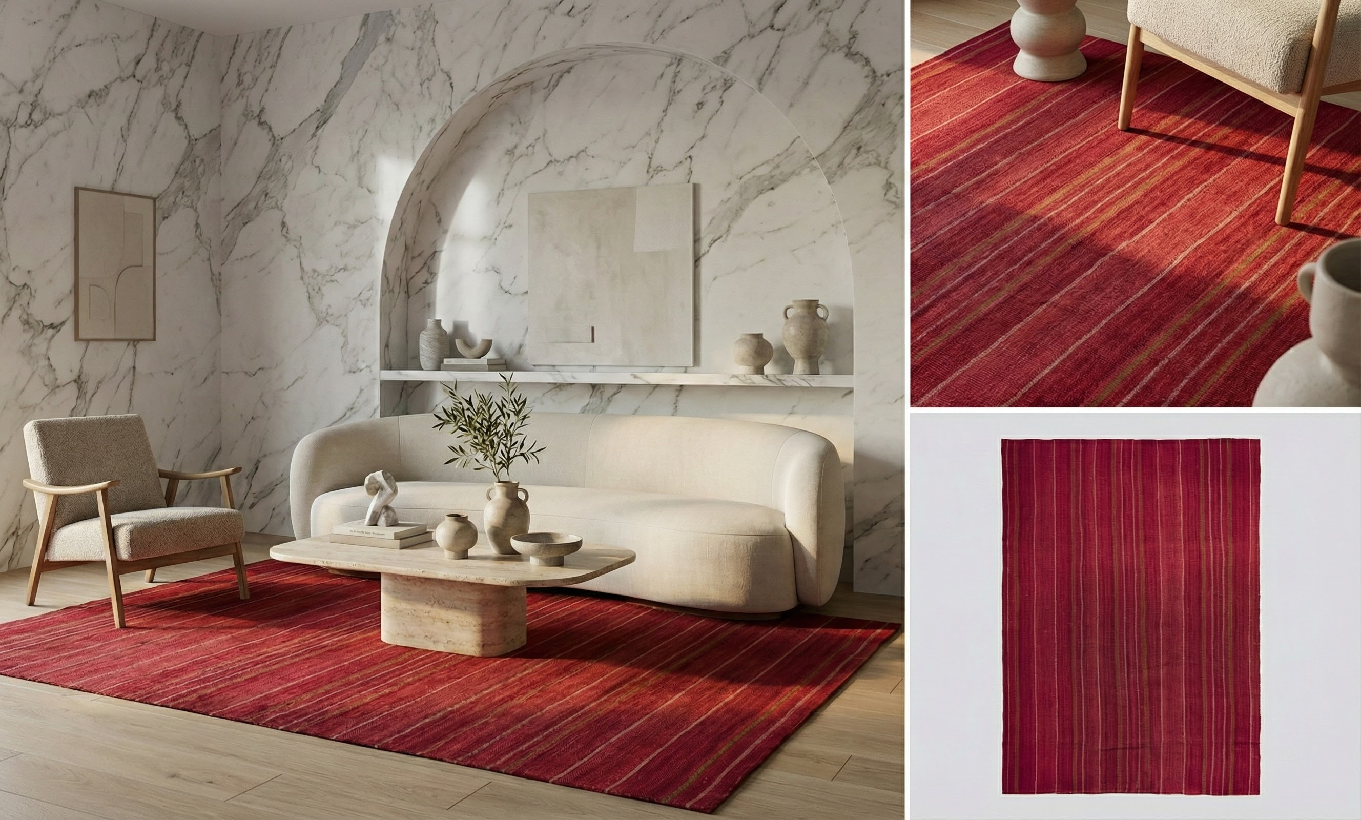 Persian Marsala & Green Tribal Stripe Rug 6×9 – SKU 89412 in room setting